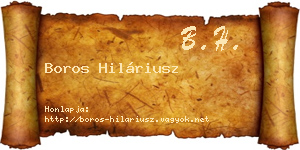 Boros Hiláriusz névjegykártya